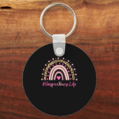 Hospice Zurse Leopard Print Boho Rainbow NUR Sleutelhanger (Voorkant)