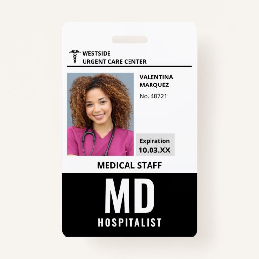 Hospitalist MD ID Foto Logo Badge (Voorkant)