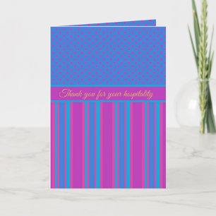 Hospitality Bedankt Kaart: Magenta en Blue Pattern