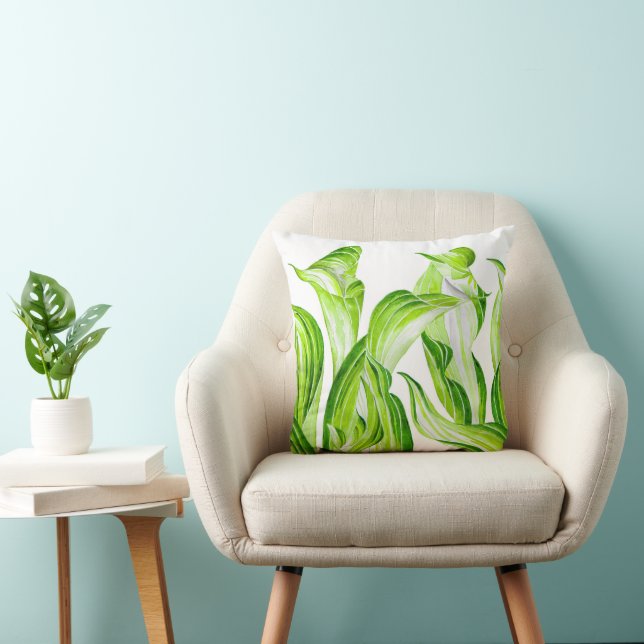 'Hosta avec le Mosta' sur un oreiller à lancer (Chaise)