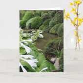 Hosta in een Zen Garden 1 Wenskaart Kaart (Gele Bloem)