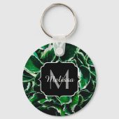 Hosta undulata trilgroen plant vertrekt Monogram Sleutelhanger (Achterkant)