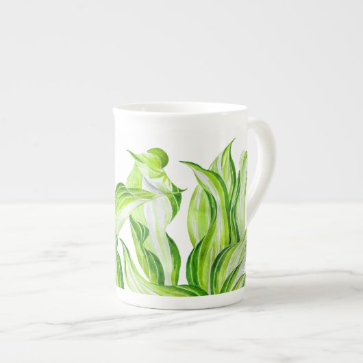 'Hosta with the Mosta' op een Bone China Mok (Voorkant rechts)
