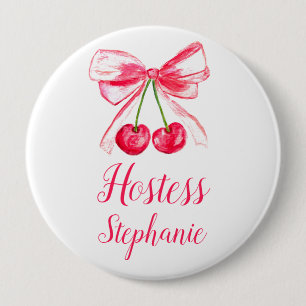 Hostess Roze Bow Coquette Naam Gift Wedding Button