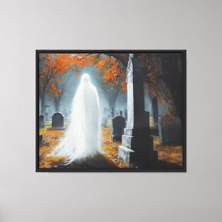 Hostie op het kerkhof - Haunted Halloween Wall Art Canvas Afdruk