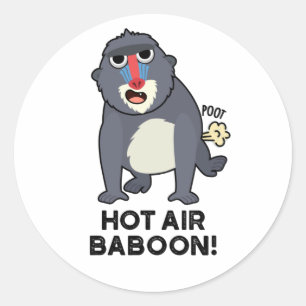 Hot Air Baboon Funny Farny Monkey Pun Ronde Sticker