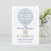 Hot-Air ballon Baby Boy Shower Invitation Kaart (Staand voorkant)