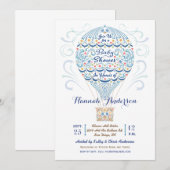 Hot-Air ballon Baby Boy Shower Invitation Kaart (Voorkant / Achterkant)