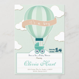 Hot Air Ballon Baby Shower Invitation (It´s a je