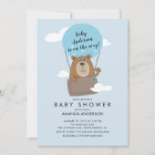 Hot Air Ballon Bear Boys Baby shower Invitation (Devant)