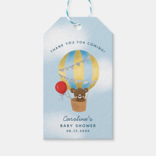 Hot-Air ballon Blue en Silver Baby shower Cadeaulabel