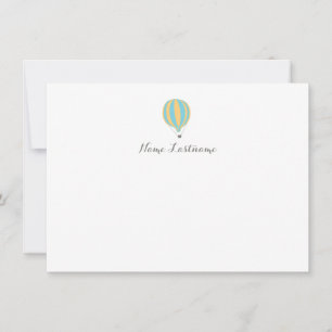 Hot-Air ballon Blue Yellow Custom Stationery Notitiekaartje
