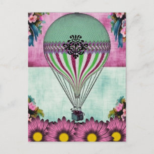 Hot Air Ballon Floral Briefkaart