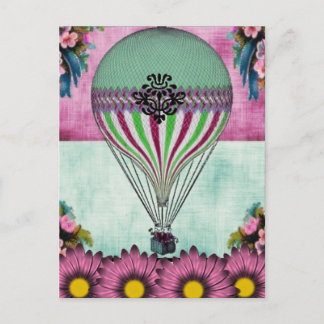 Hot Air Ballon Floral Briefkaart