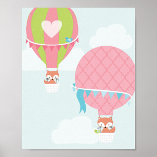 Hot Air ballon Girl Nursery Art Poster