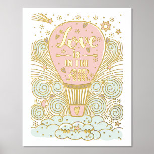 Hot Air ballon "Liefde zit in de lucht" Folie Afdrukken