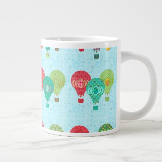 Hot-Air ballon Pattern Illustratie Grote Koffiekop (Rechts)