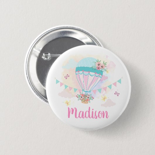 Hot-Air-ballon Pinback-Button Ronde Button 5,7 Cm (Voorkant /achterkant)