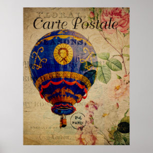 Hot Air Ballon  Poster Frans Briefkaart