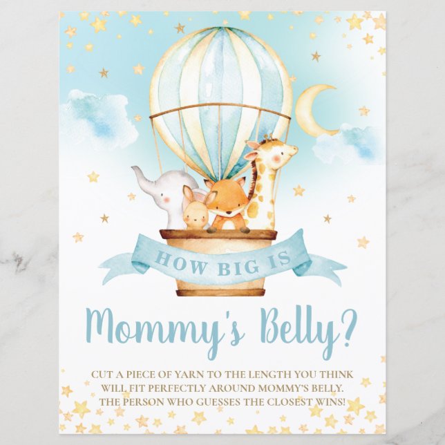 Hot Air Balloon Animal Hoe groot is Mom's Belly Ga (Voorkant)