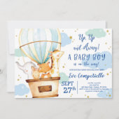 Hot Air Balloon Animals Baby shower Uitnodiging (Voorkant)