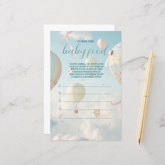 Hot air balloon baby shower game (Voorkant / Achterkant in situ)