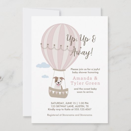 Hot Air Balloon Baby shower Uitnodigen met Schatti Kaart (Voorkant)