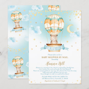 Hot Air Balloon Baby shower van Mail Teddy Bear Kaart