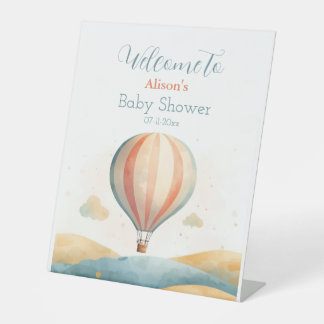 Hot Air Balloon Baby Shower Welcome Reclamebord Met Voetstuk