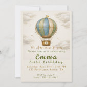 Hot Air Balloon First Birthday Invitation  (Devant)
