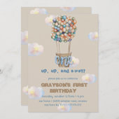 Hot Air Balloon garçon 1er Anniversaire Invitation (Devant / Derrière)