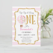 Hot Air Balloon Girl 1er Anniversaire Invitation (Debout devant)