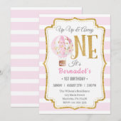 Hot Air Balloon Girl 1er Anniversaire Invitation (Devant / Derrière)