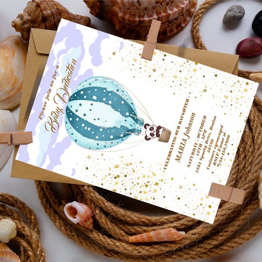 Hot Air Balloon mignon Animaux Baptême invitation