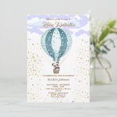 Hot Air Balloon mignon Animaux Baptême invitation (Debout devant)