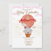 Hot Air Balloon mignon Animaux Baptême invitation (Devant)