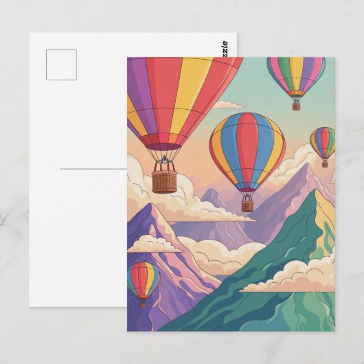 Hot air balloon mountain adventure briefkaart (Voorkant / Achterkant)