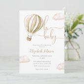 Hot Air Balloon QR Code Photo Baby Shower Kaart (Staand voorkant)