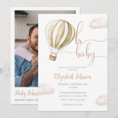 Hot Air Balloon QR Code Photo Baby Shower Kaart (Voorkant / Achterkant)