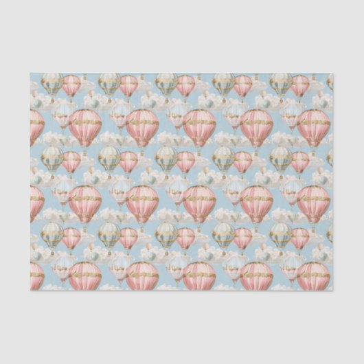 Hot Air Balloon Romantic Pattern Decoupage Tissuepapier (Voorkant)