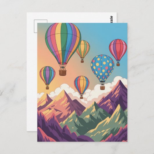 Hot air balloons over mountains Puzzle Briefkaart (Voorkant / Achterkant)
