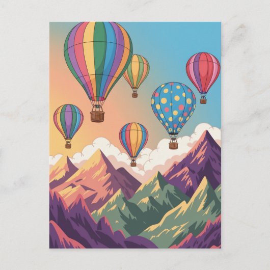 Hot air balloons over mountains Puzzle Briefkaart (Voorkant)