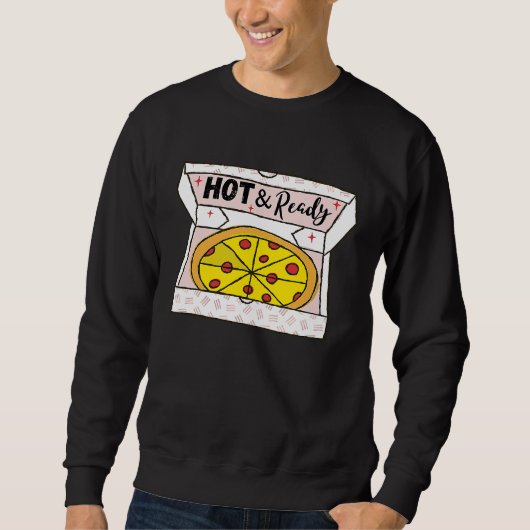 Hot And Ready Pizza Retro Valentine's Day Groovy R Trui (Voorkant)