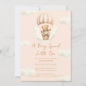 Hot Ballon Teddy Bear Girl Baby shower Invitation (Devant)