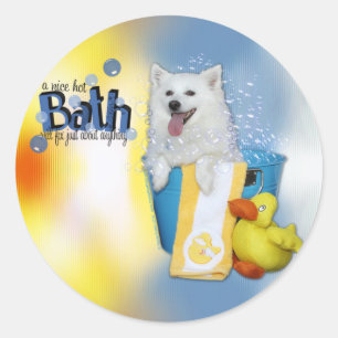Hot Bath - American Eskimo - Maya Ronde Sticker