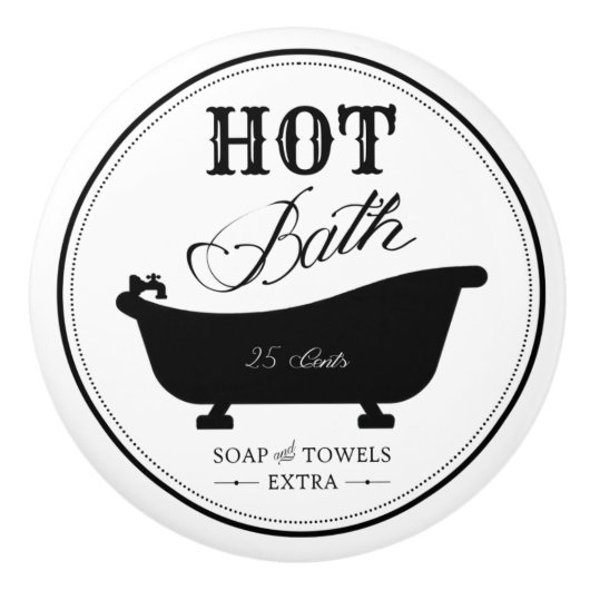  hot-bath zwart-wit badkamer keramische knop (Voorkant)