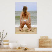 Hot ! Bikini Beach Babe  Poster (Keuken)