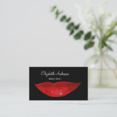 Hot Black Cosmetology Red Lips Make-up Artiest Visitekaartje (Staand voorkant)
