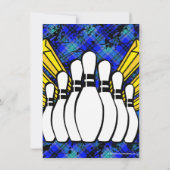 Hot Blue Boy Invitation personnalisée de Bowling P (Dos)
