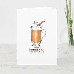 Hot Buttered Rum Kerstmis Winter Vakantie Drink Feestdagen Kaart